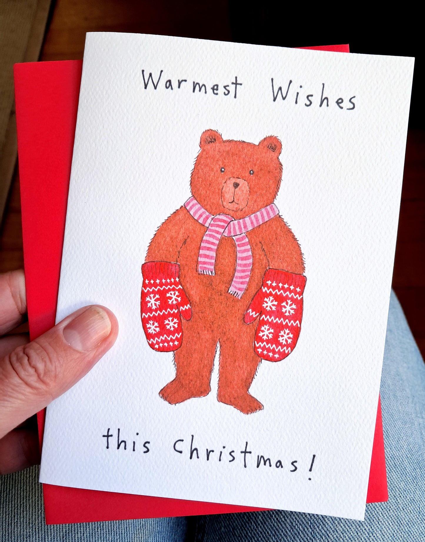 Bear with mittens - Holiday Greeting Card