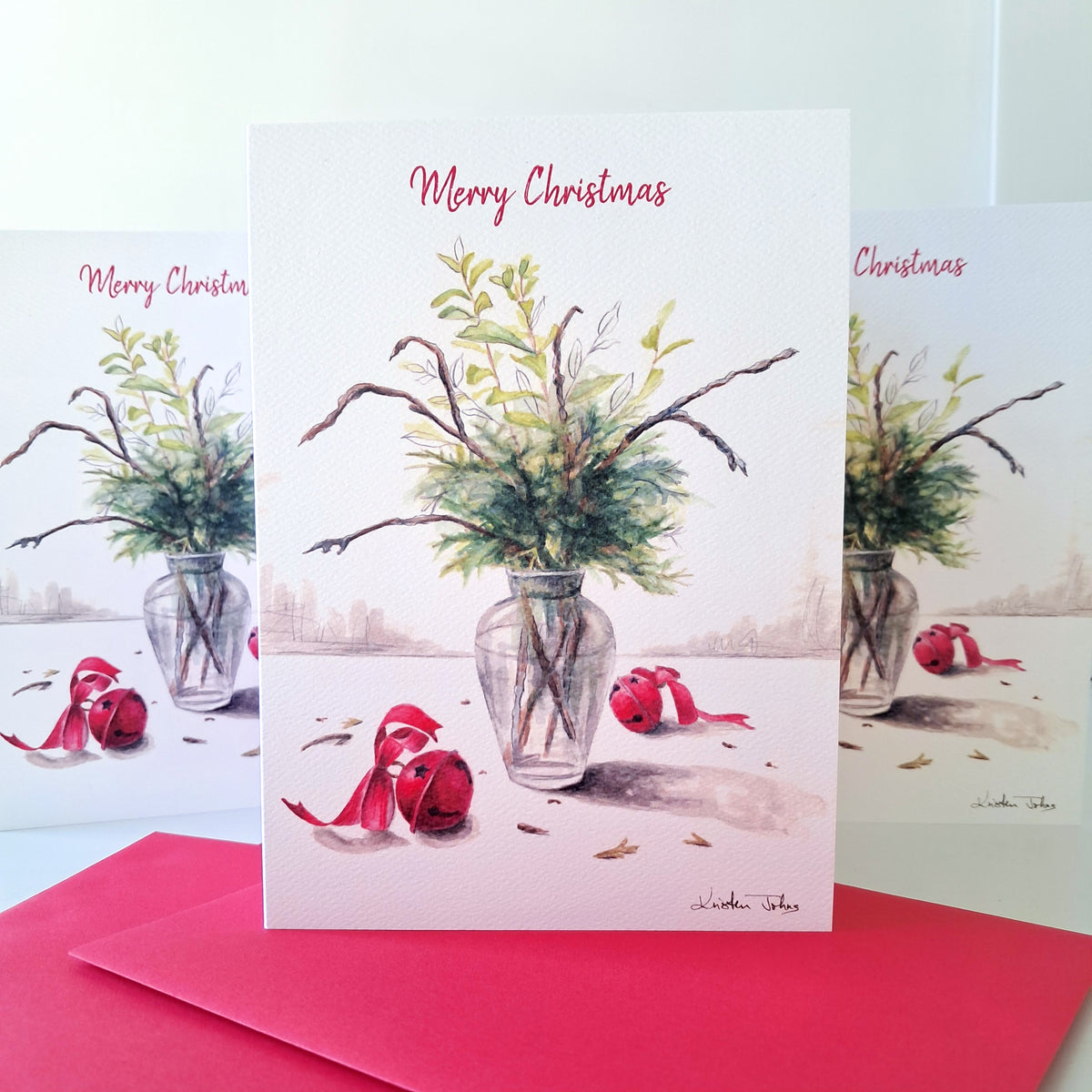 Winter bouquet with bells - Holiday Greeting Card