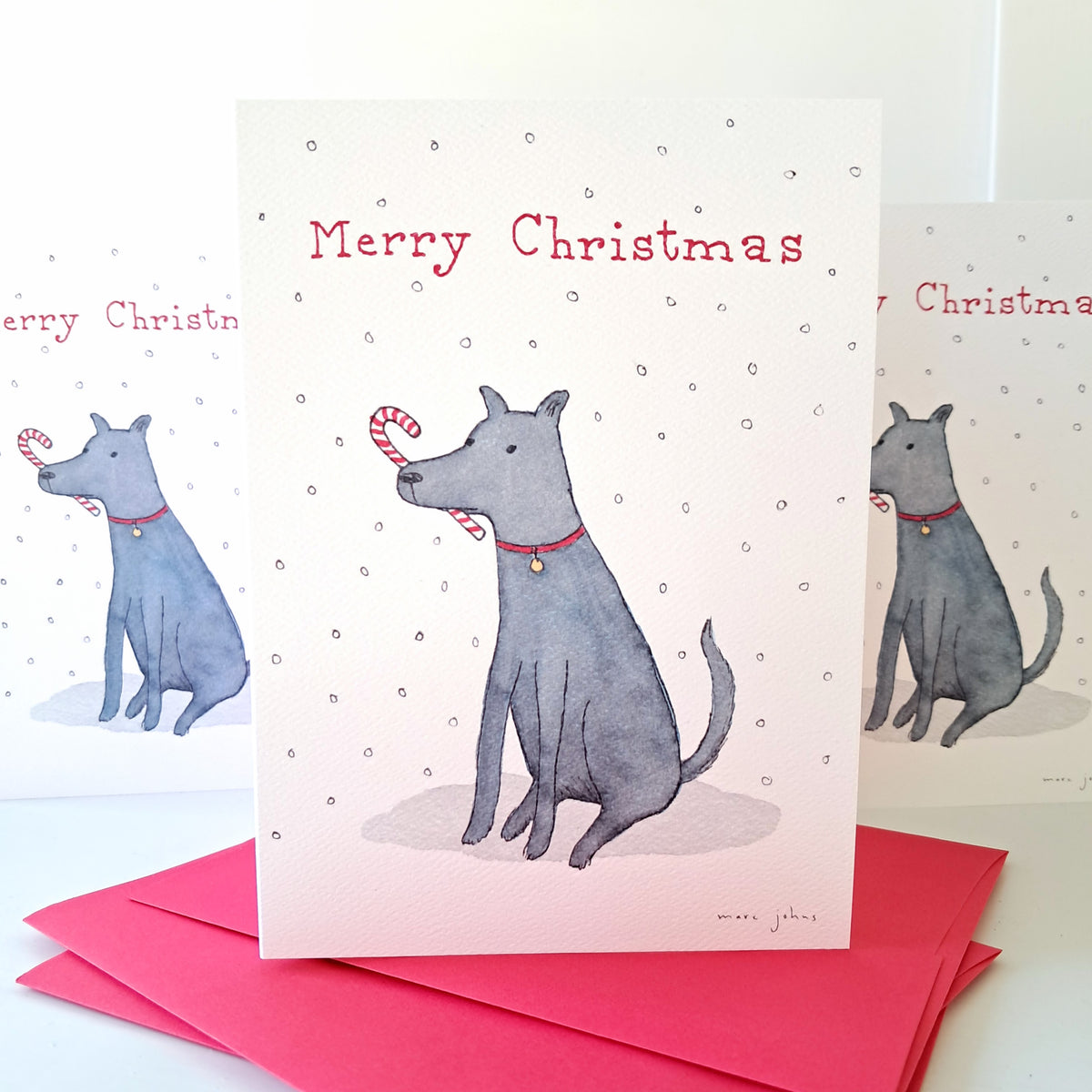 Candy cane dog - Holiday Greeting Card