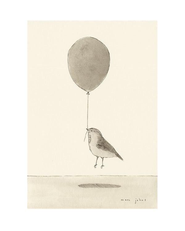 bird with balloon - Art Print