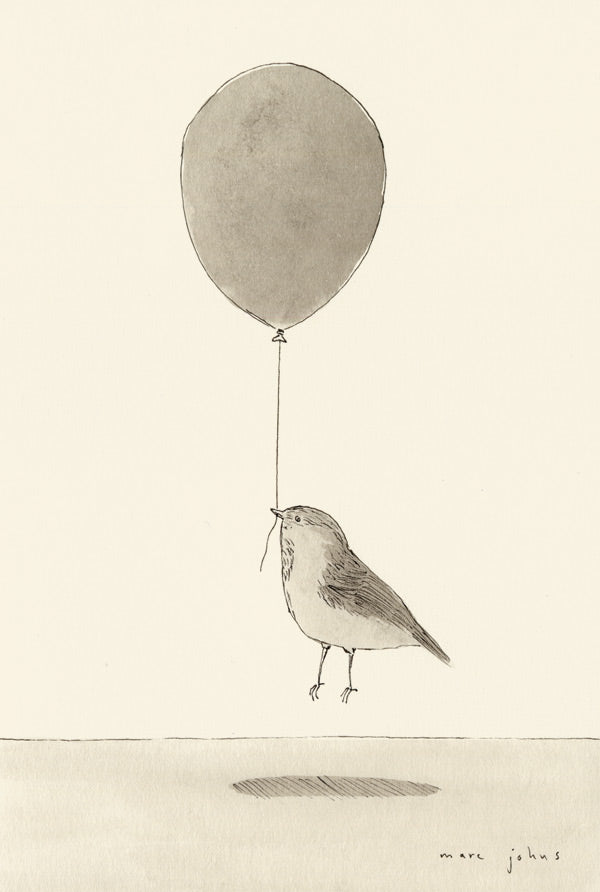 bird with balloon - Art Print