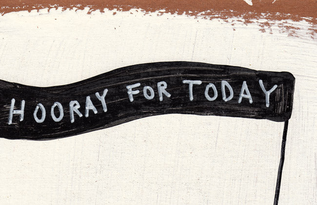 hooray for today (bird with flag) - Art Print