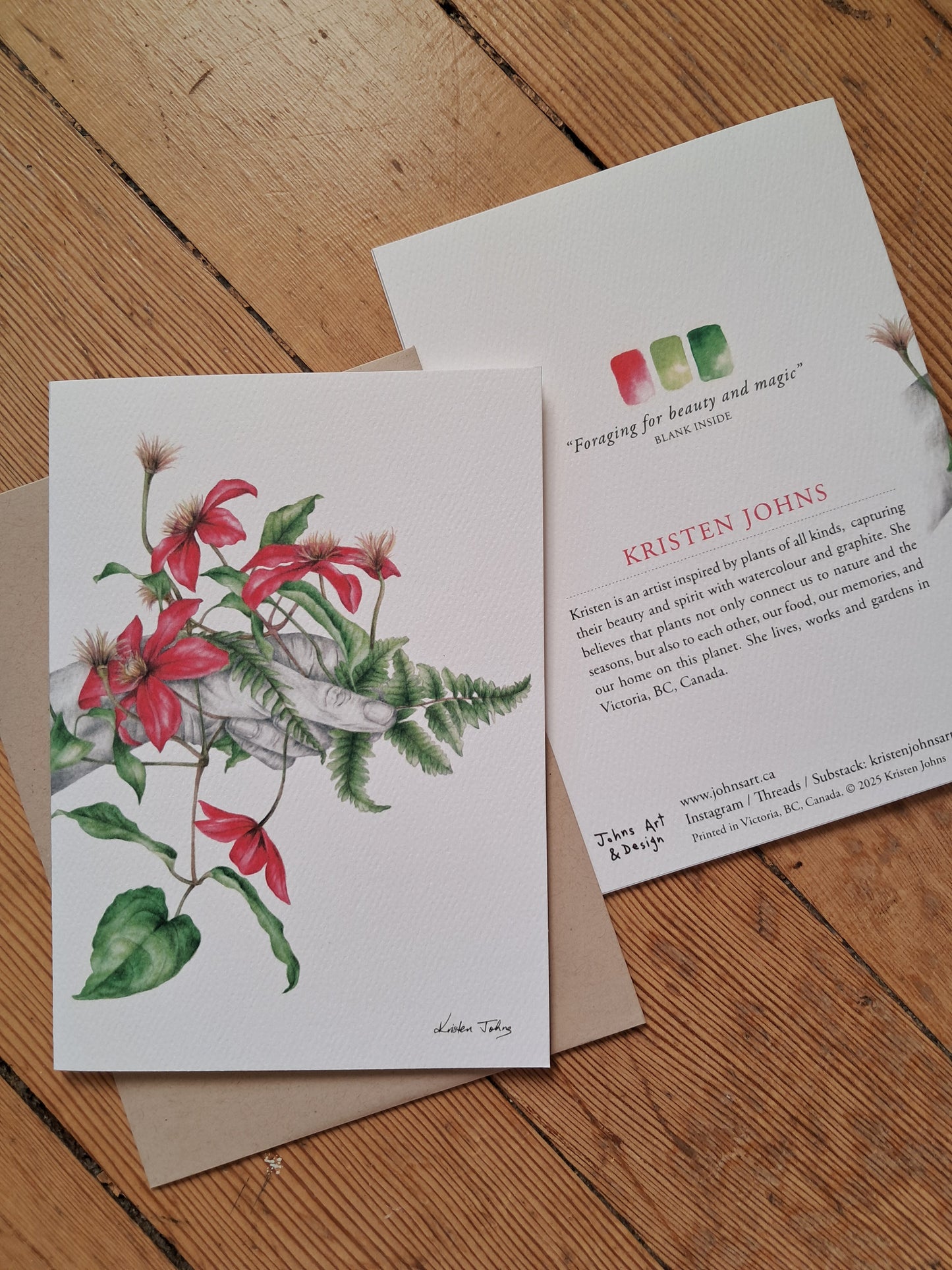 Foraging for beauty, with red flowers - Greeting Card
