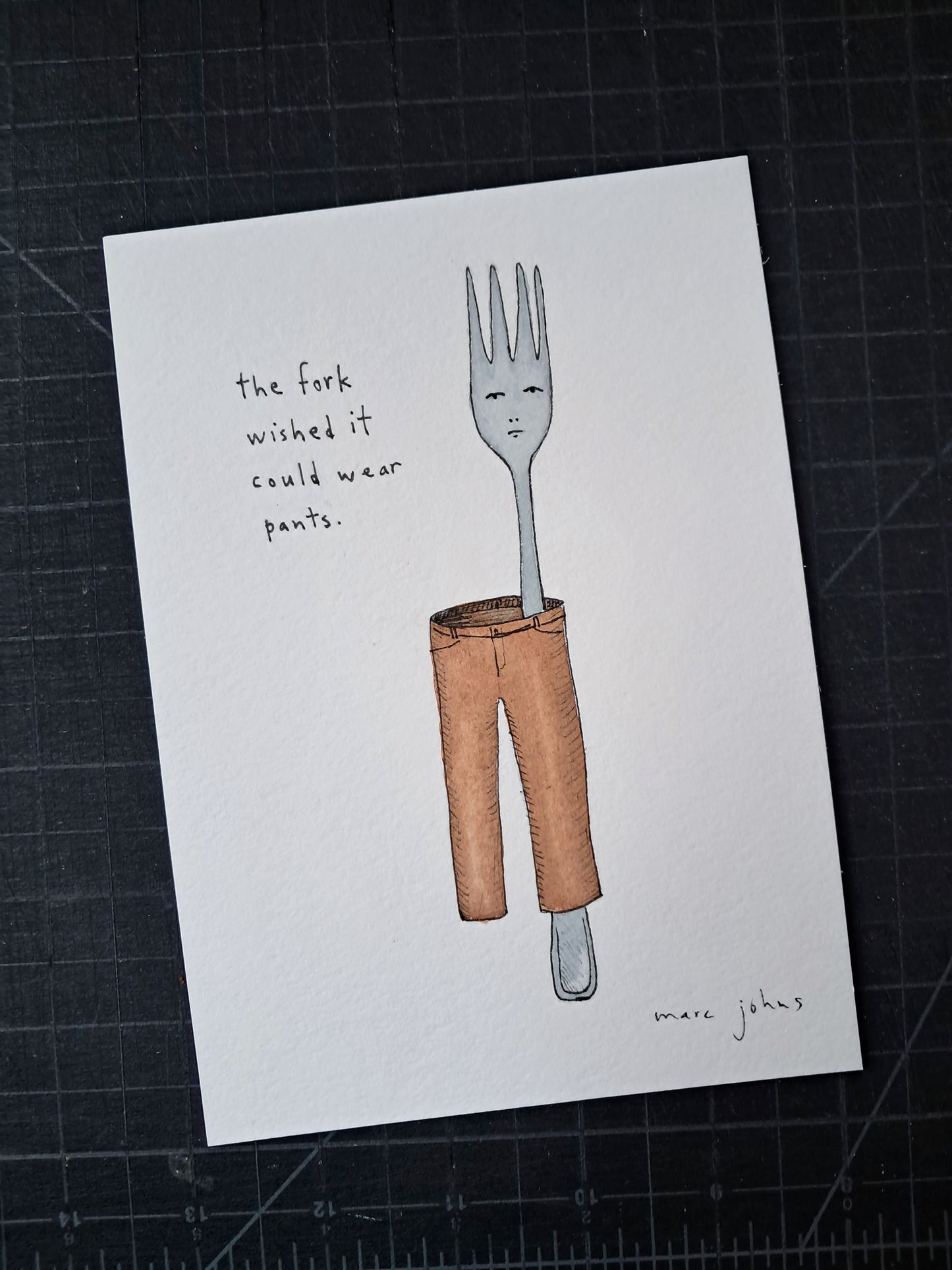 the fork wished... - original drawing, 5x7 inches