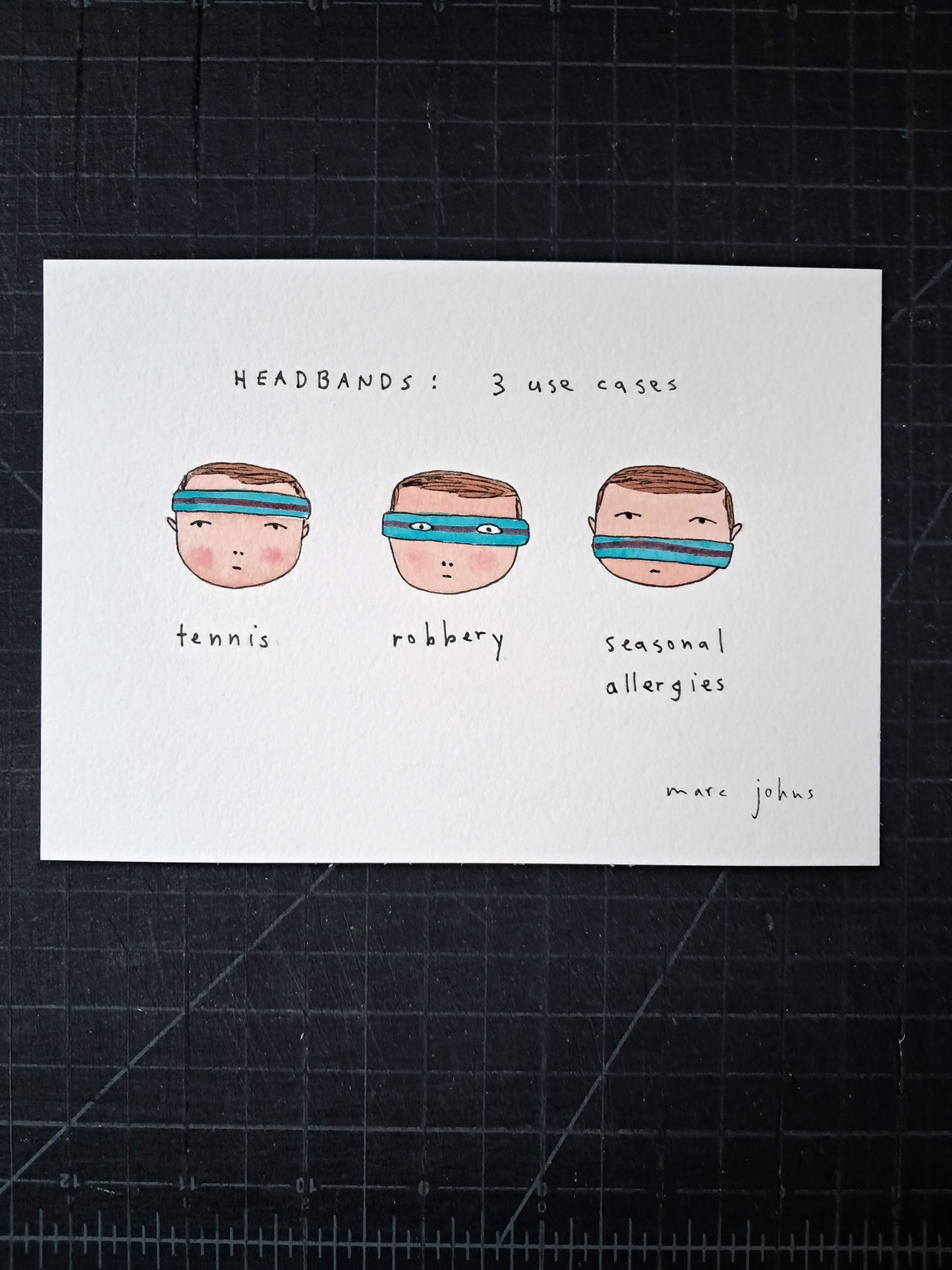 Headbands: 3 use cases - original drawing, 5x7 inches