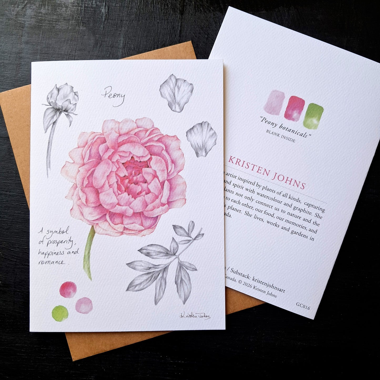 Peony botanicals - Greeting Card