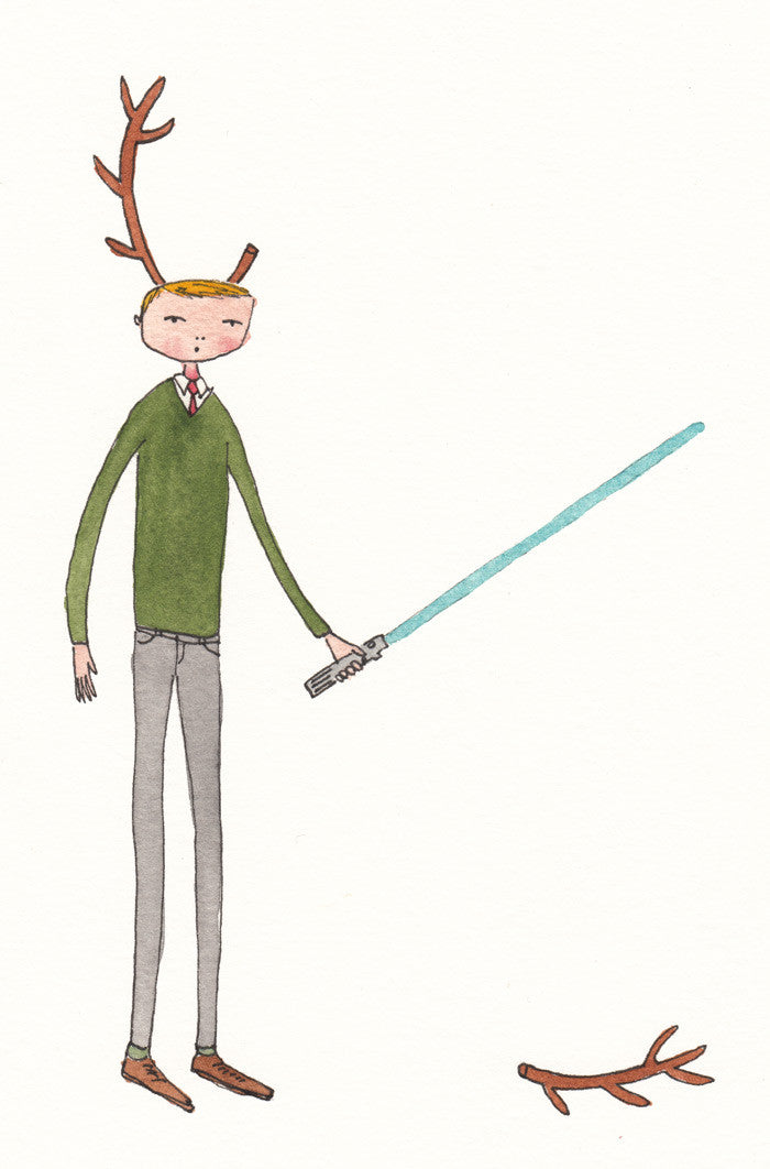 people with antlers should avoid using light sabers - Art Print