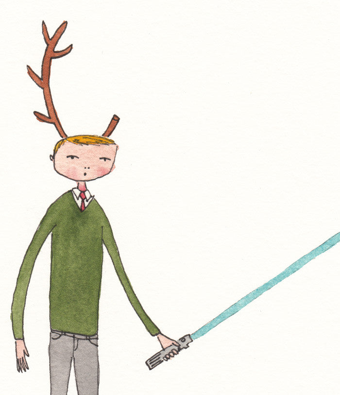 people with antlers should avoid using light sabers - Art Print