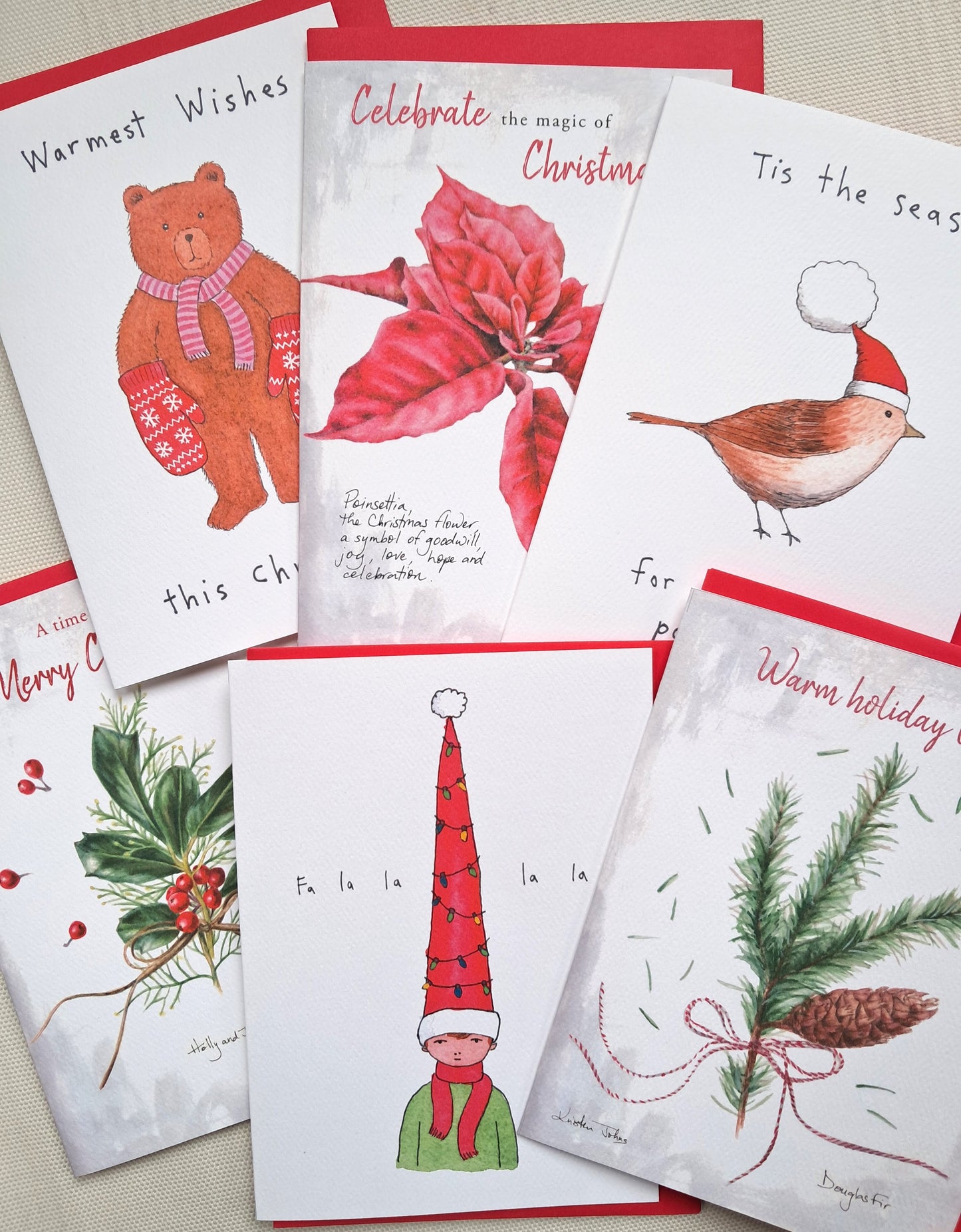 Christmas cards, a set of 6 different designs