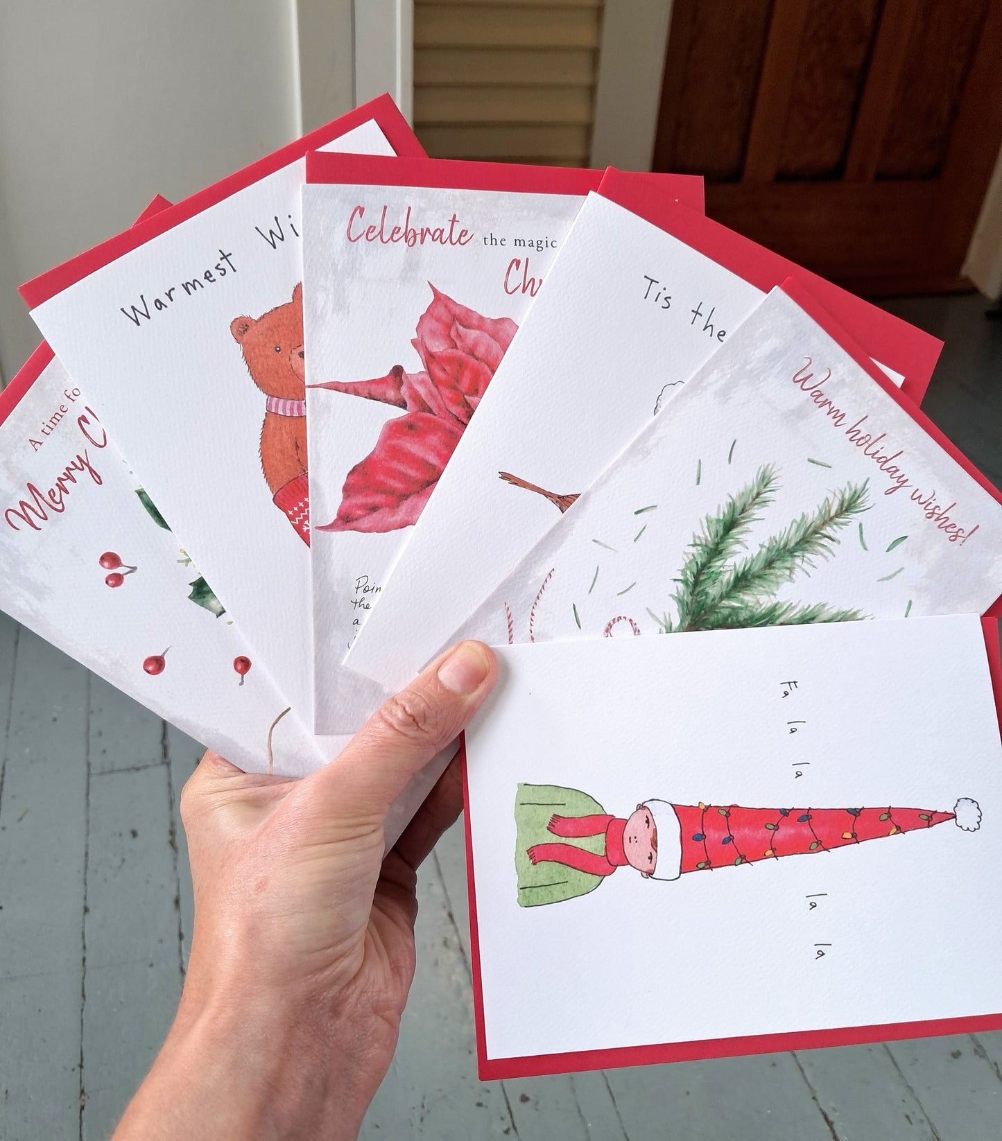 Christmas cards, a set of 6 different designs