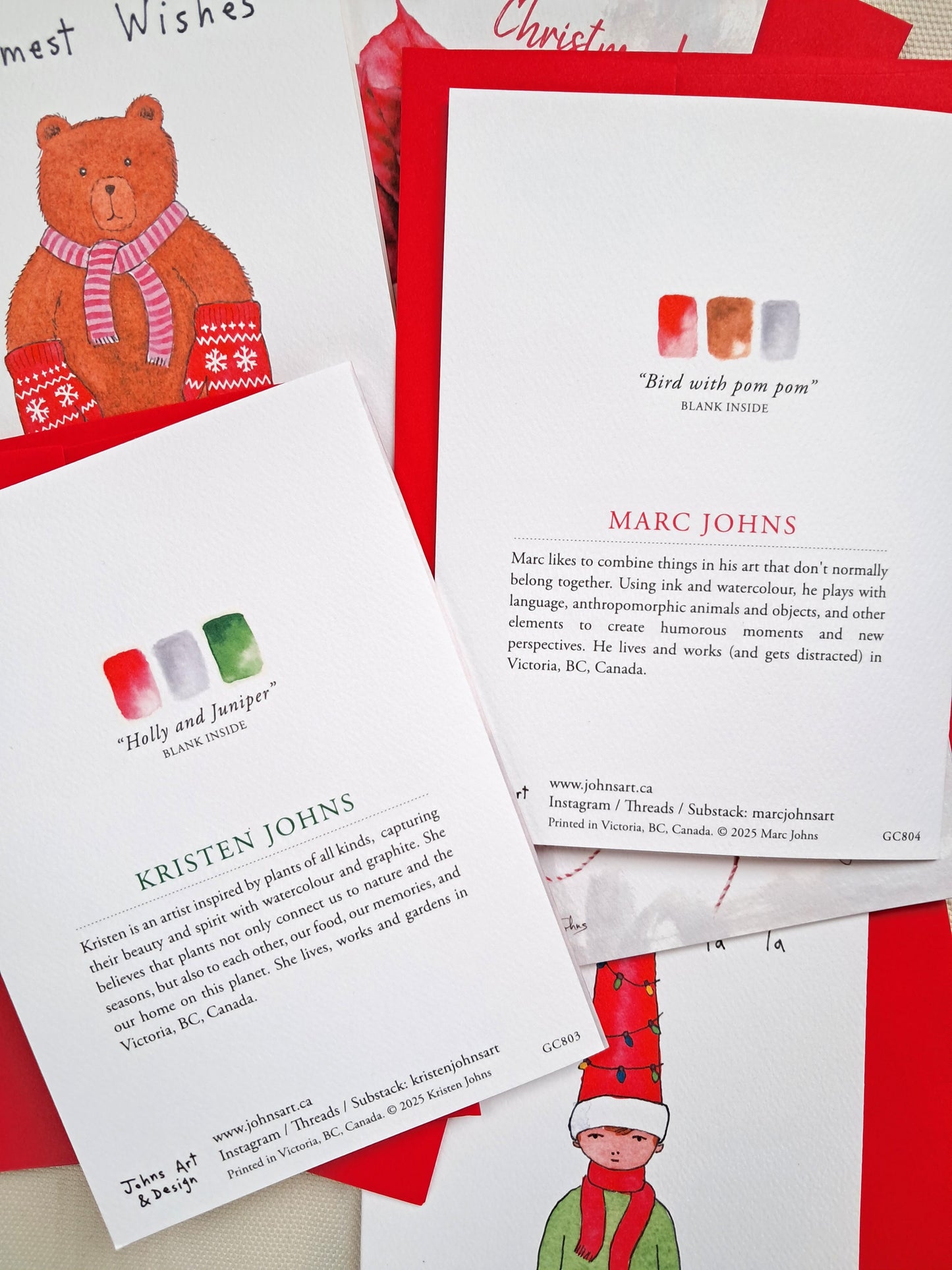 Christmas cards, a set of 6 different designs