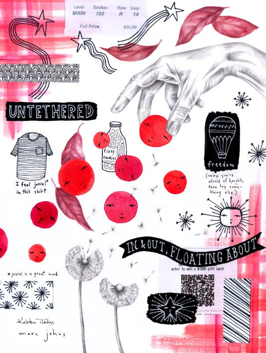 Untethered, a collage of drawings - Art Print