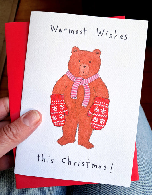 Bear with mittens - Holiday Greeting Card