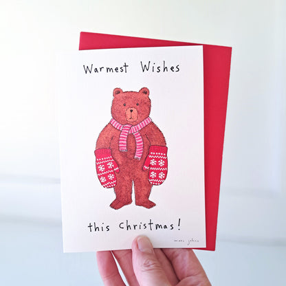 Bear with mittens - Holiday Greeting Card