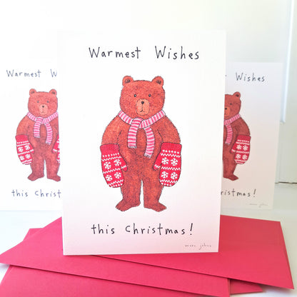 Bear with mittens - Holiday Greeting Card