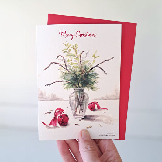 Winter bouquet with bells - Holiday Greeting Card