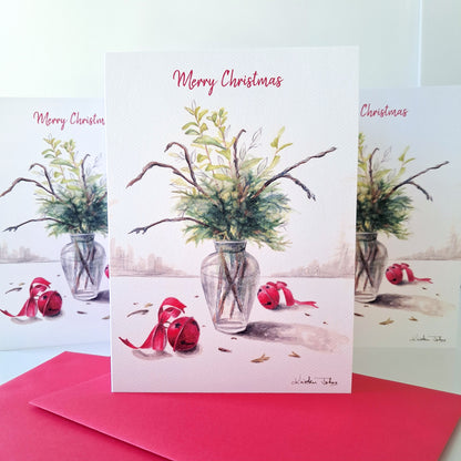 Winter bouquet with bells - Holiday Greeting Card