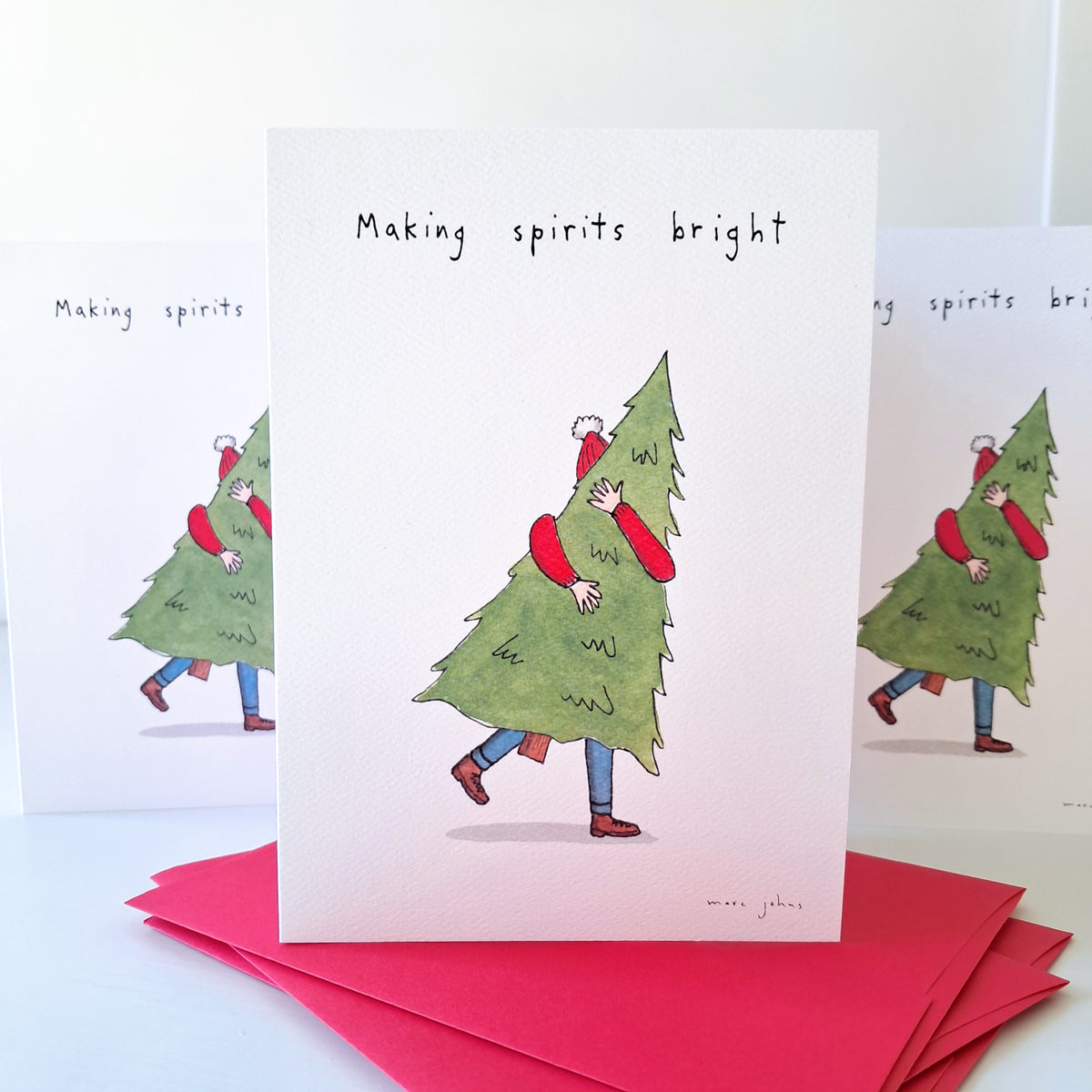 Carrying the tree - Holiday Greeting Card