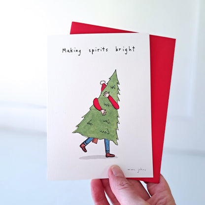 Carrying the tree - Holiday Greeting Card
