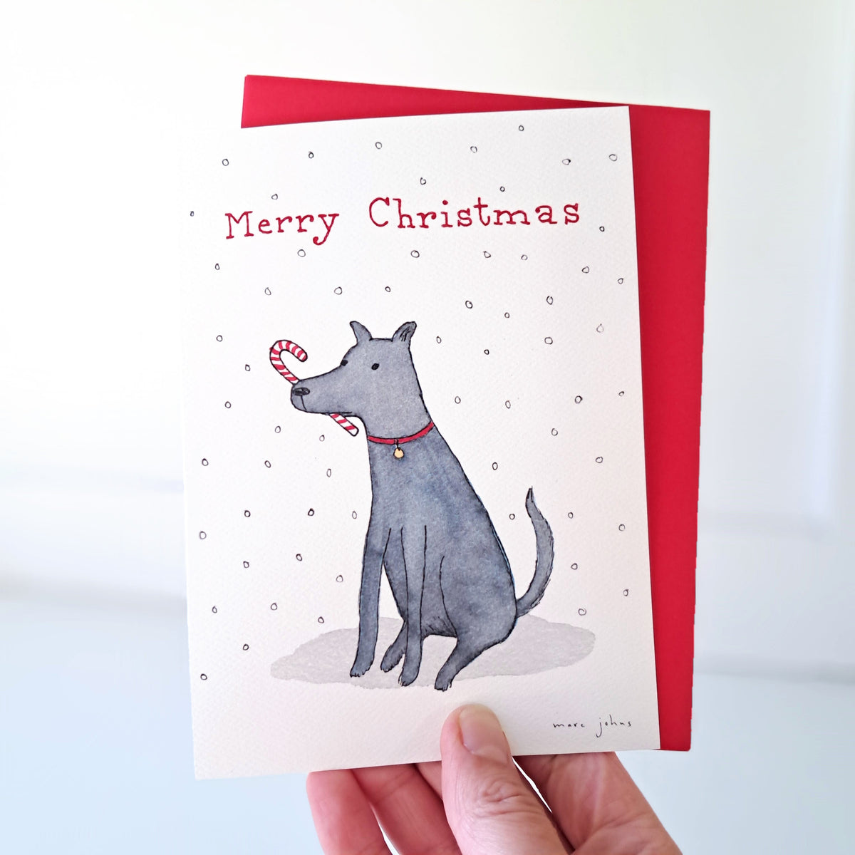 Candy cane dog - Holiday Greeting Card