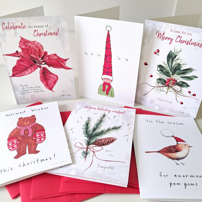 Christmas cards, a set of 6 favourite designs