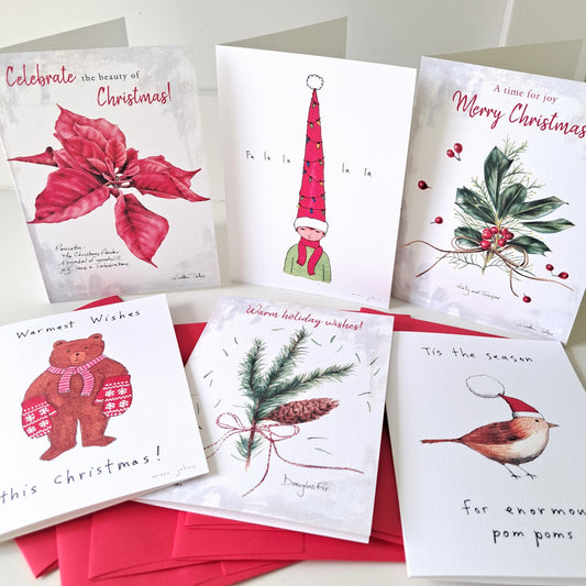 Christmas cards, a set of 6 favourite designs