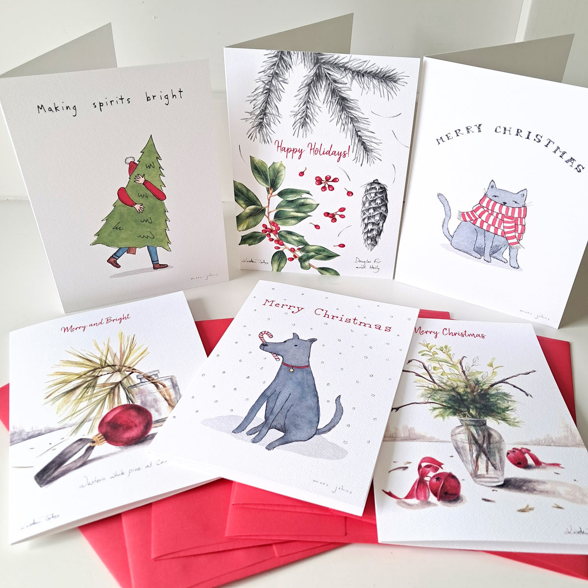Christmas cards, a set of 6 new designs