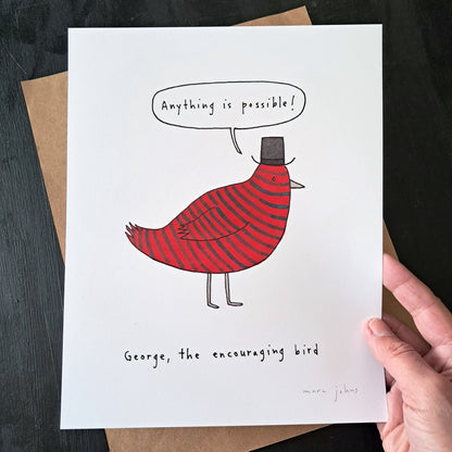 George, the encouraging bird - Art Print