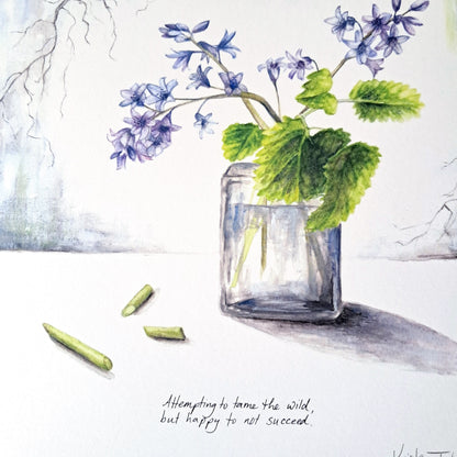 Bluebells and mint still life - Art Print