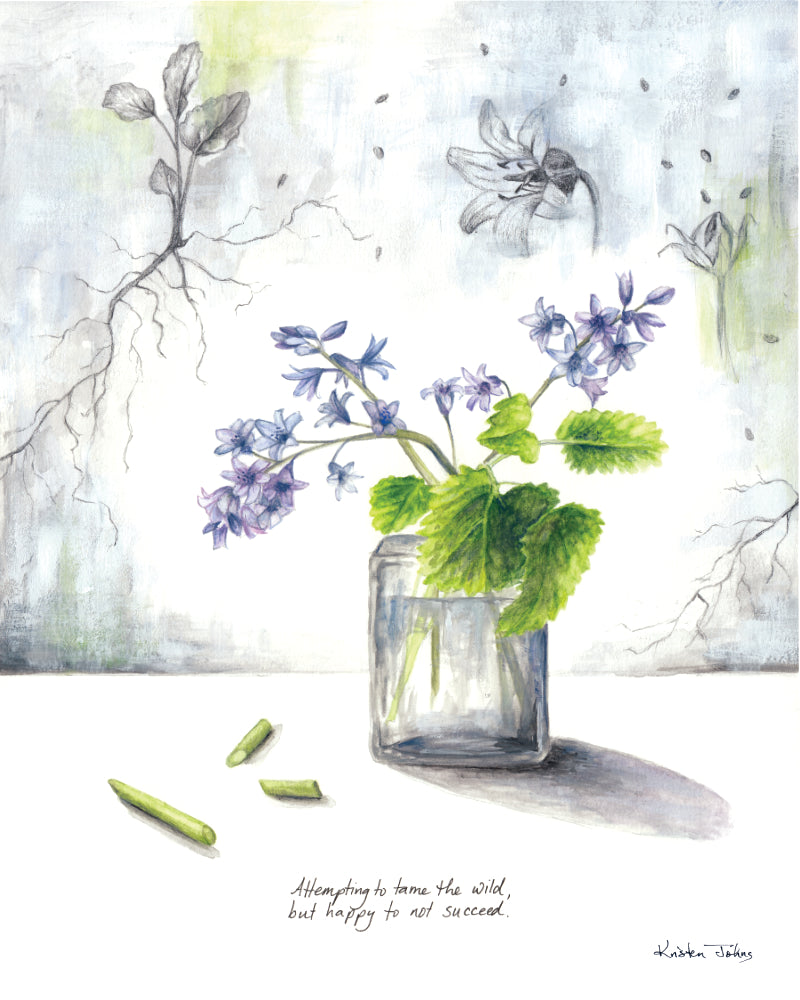 Bluebells and mint still life - Art Print