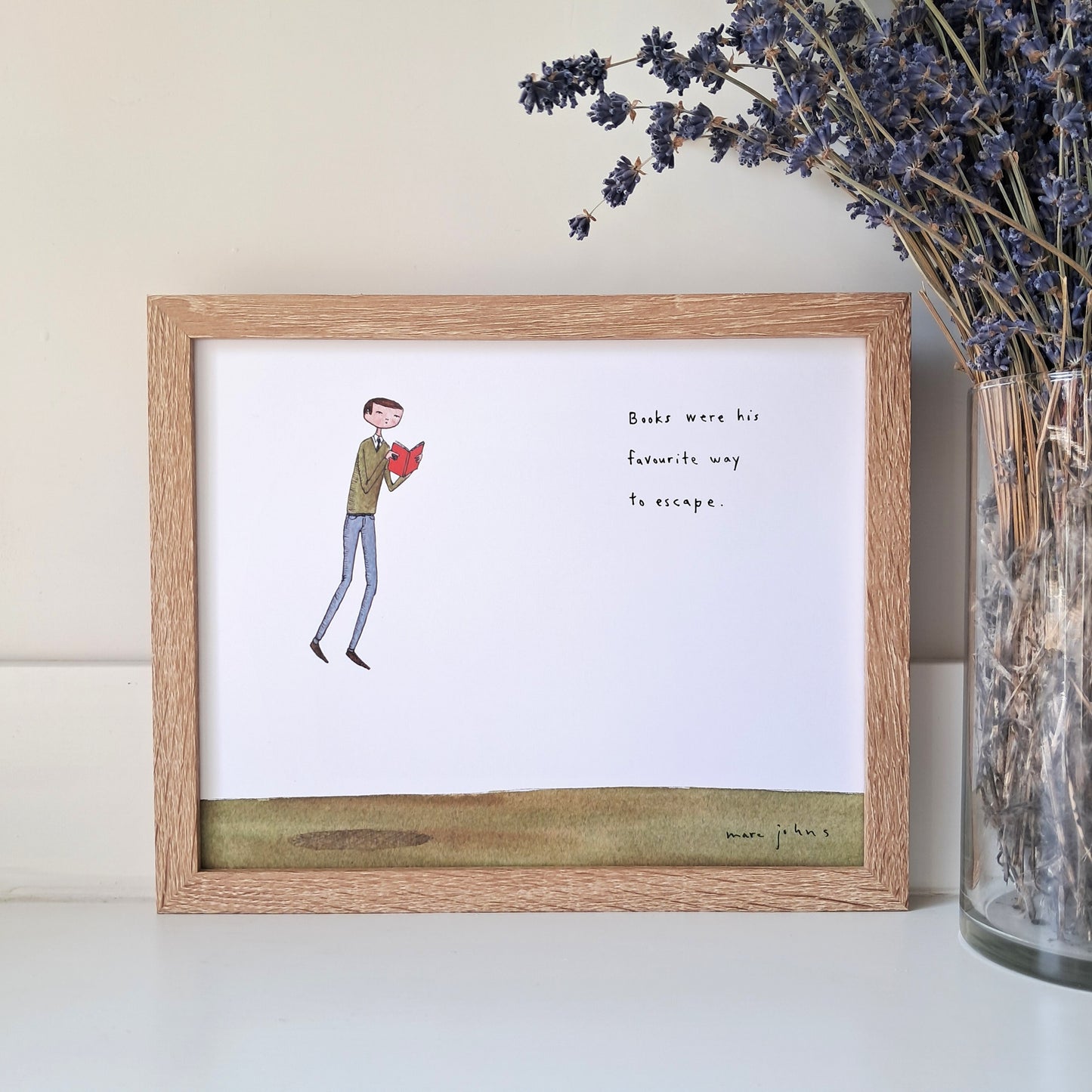 books were his favourite way to escape - Art Print