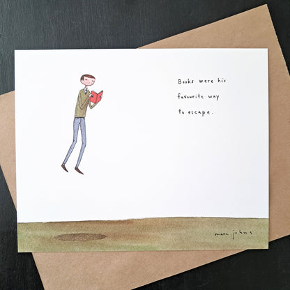 books were his favourite way to escape - Art Print