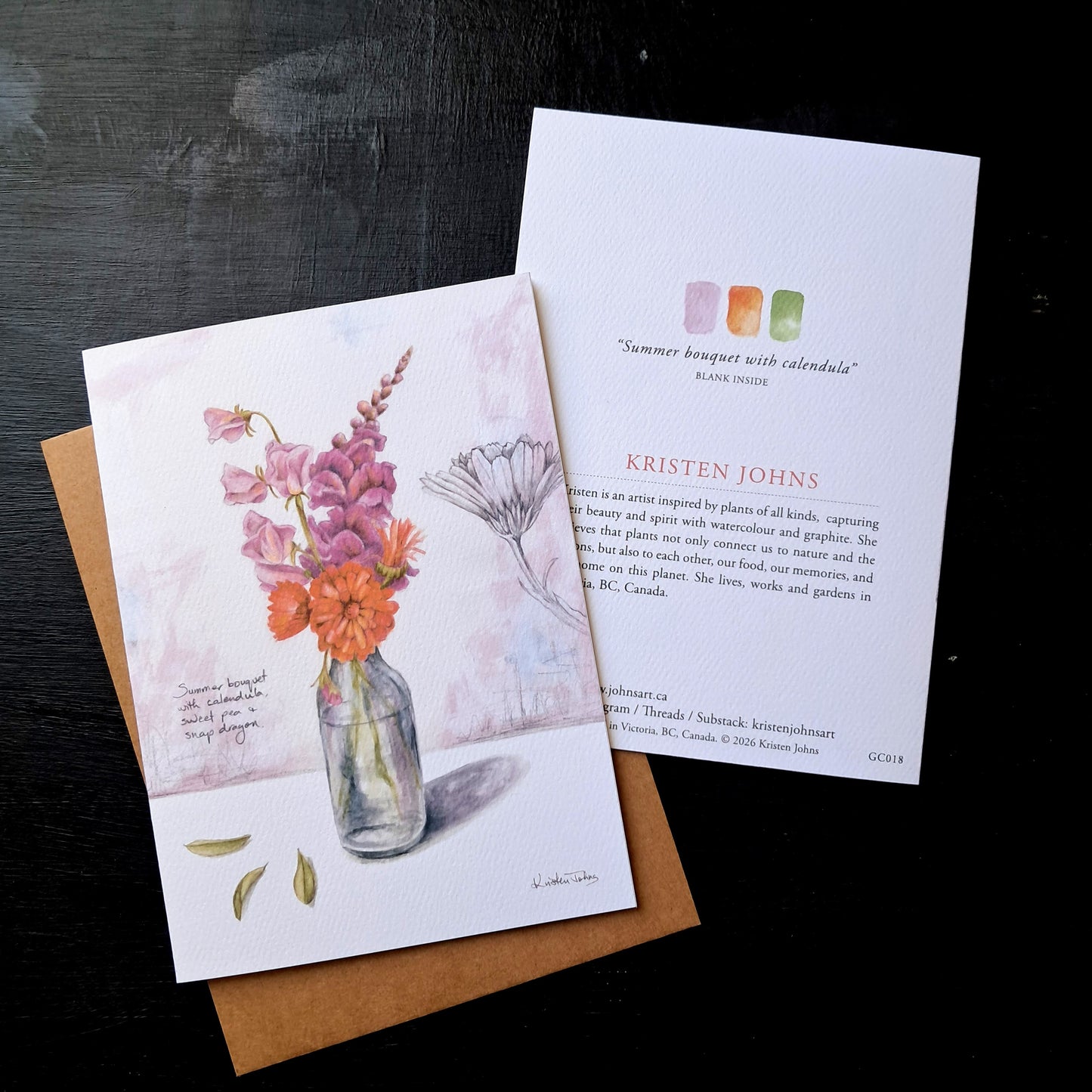 Bouquet with calendula and sweet pea - Greeting Card