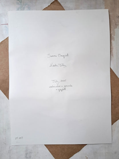 Summer Bouquet with Calendula - original painting, 9x12 inches