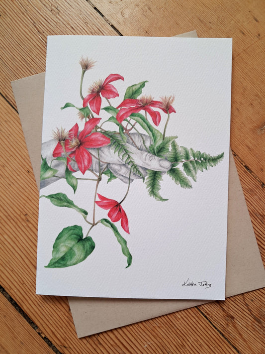Foraging for beauty, with red flowers - Greeting Card