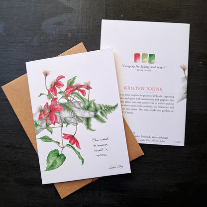 Immersed in nature, with red flowers - Greeting Card