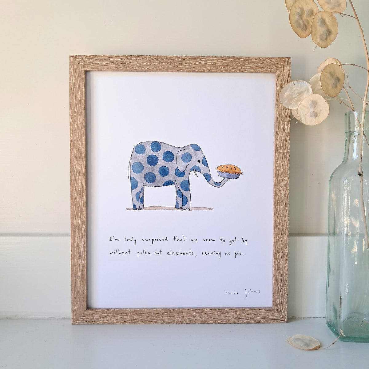 polka dot elephants serving us pie - Art Print