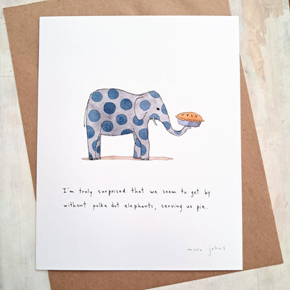 polka dot elephants serving us pie - Art Print