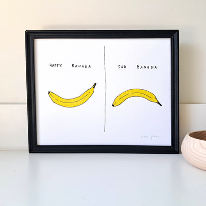happy banana / sad banana - Art Print