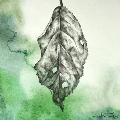 Heritage Apple Leaf - original painting, 7x7 inches