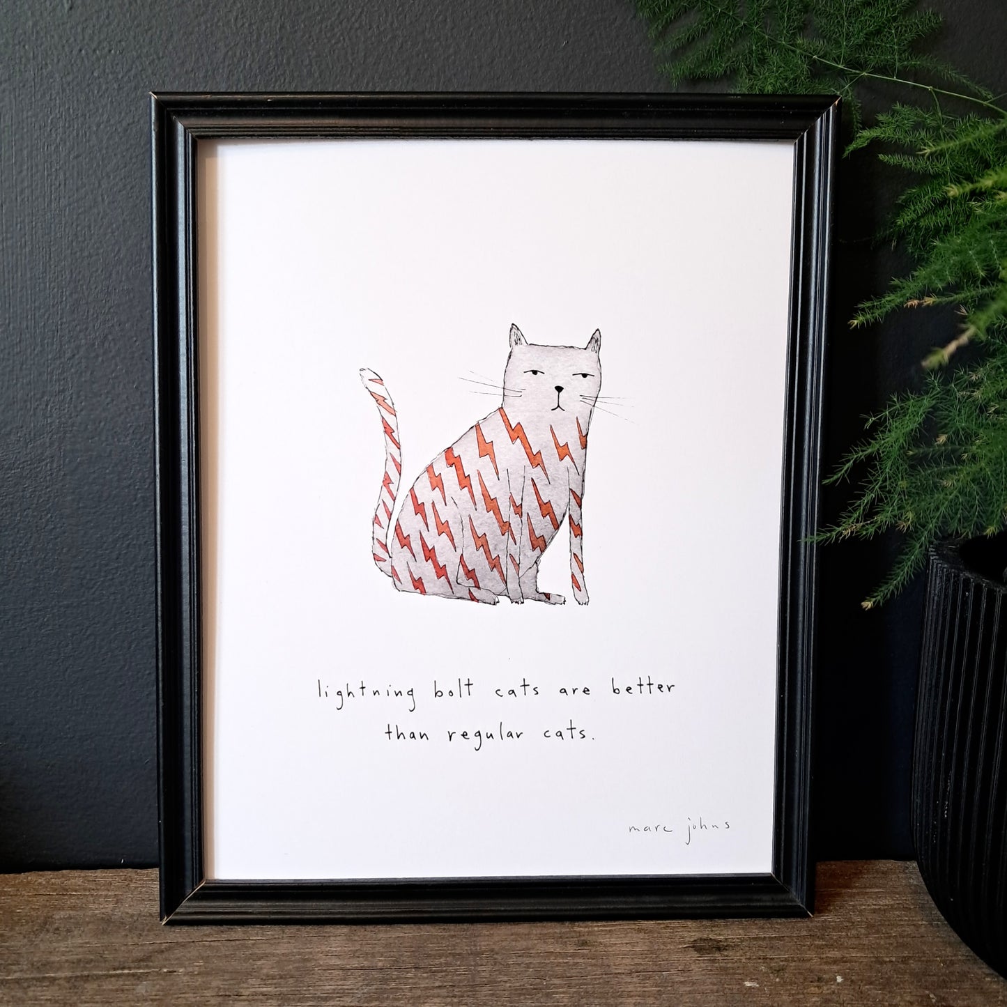 lightning bolt cat - Art Print
