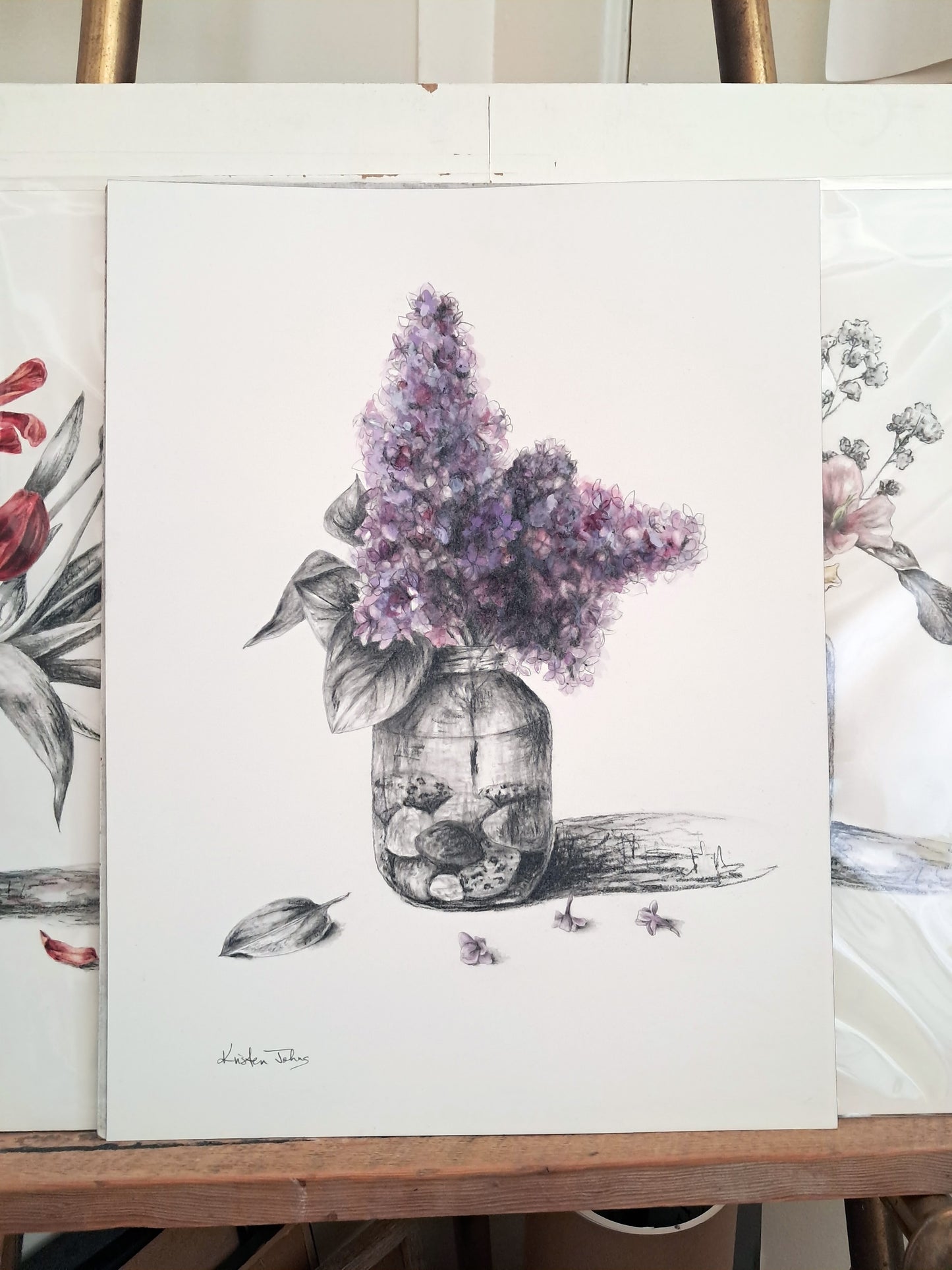 Lilacs in jar, a still life - original painting, 12x16 inches