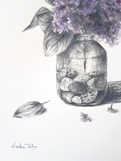 Lilacs in jar, a still life - original painting, 12x16 inches