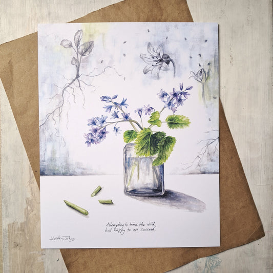 Bluebells and mint still life - Art Print