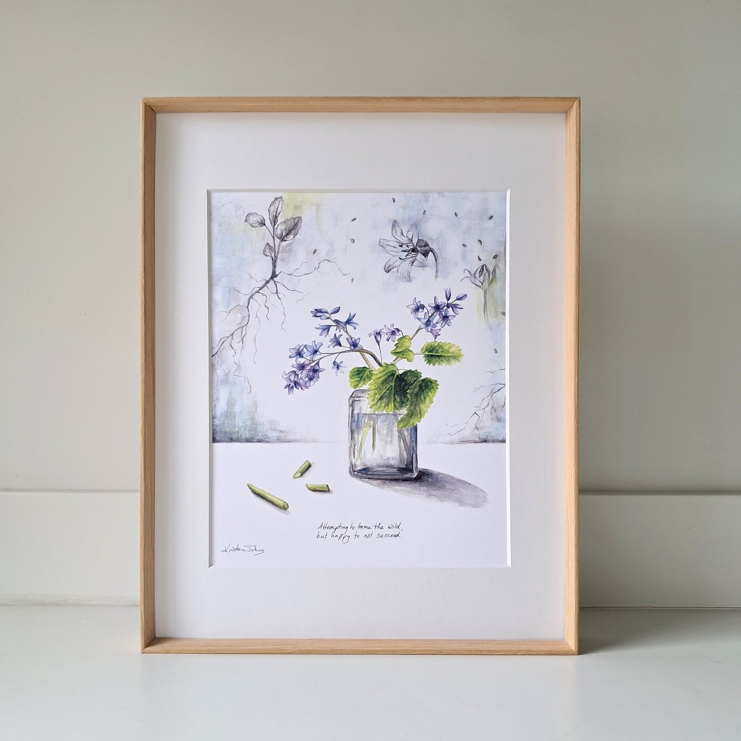 Bluebells and mint still life - Art Print