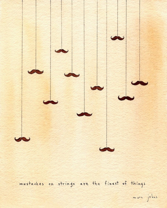 mustaches on strings - Art Print