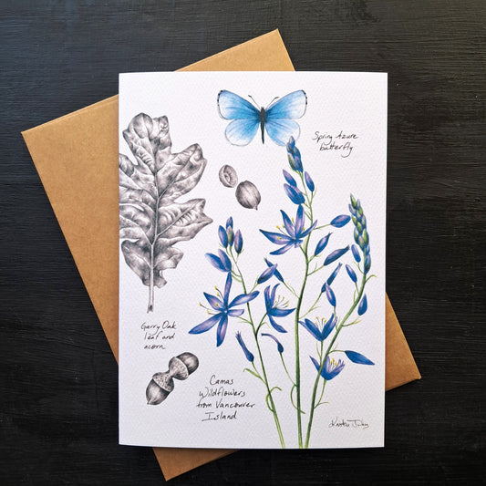 Native species of Vancouver Island with camas - Greeting Card