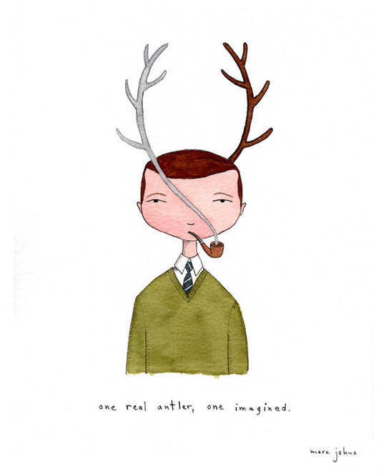 one real antler, one imagined - Art Print