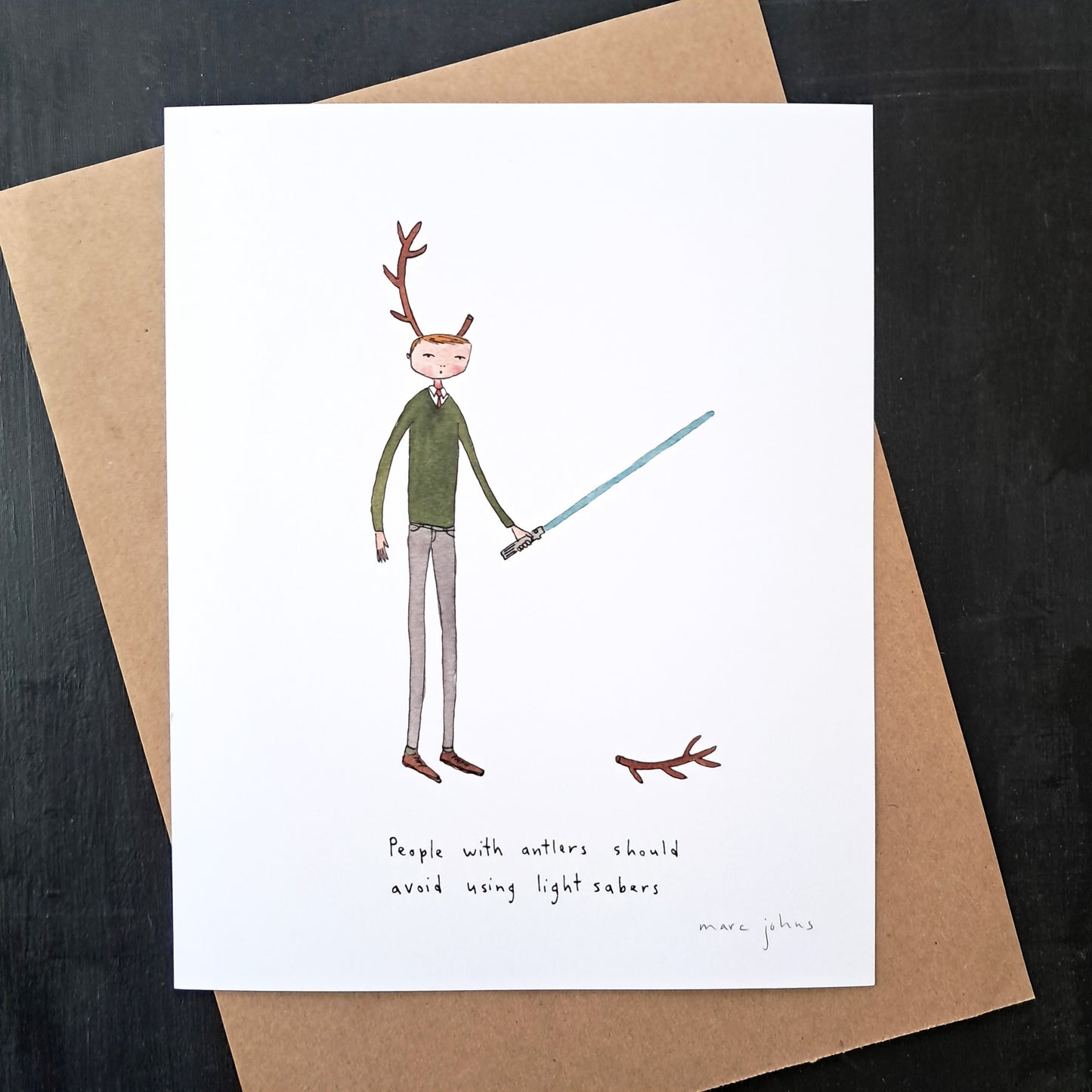 people with antlers should avoid using light sabers - Art Print