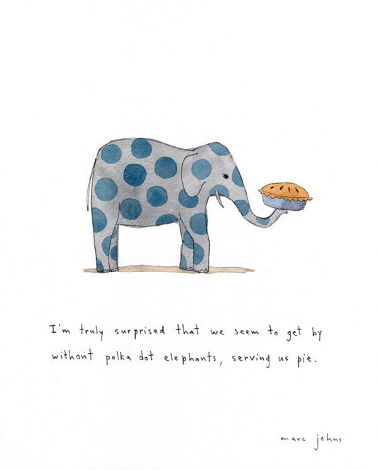 polka dot elephants serving us pie - Art Print